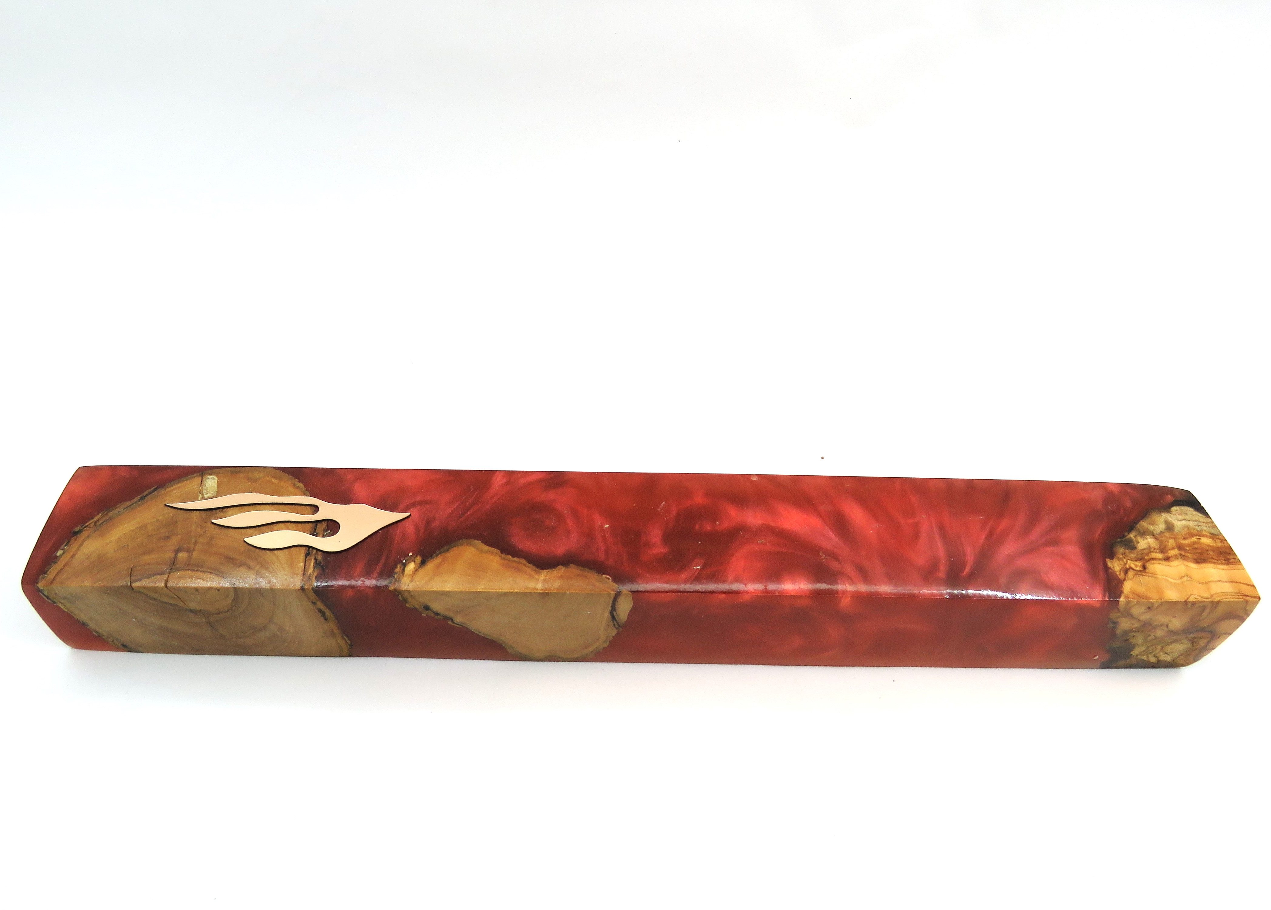 בית מזוזה עץ ושרף אפוקסי דגם "אודם" – תמונה 3