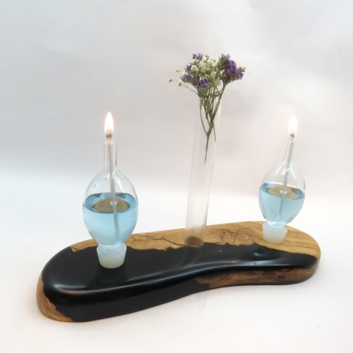 פמוטים מעץ ושרף אפוקסי דגם יוקרה