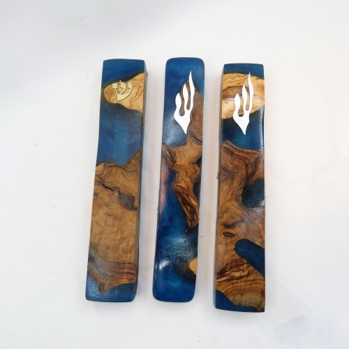 בית מזוזה עץ ושרף אפוקסי דגם שונית גדול