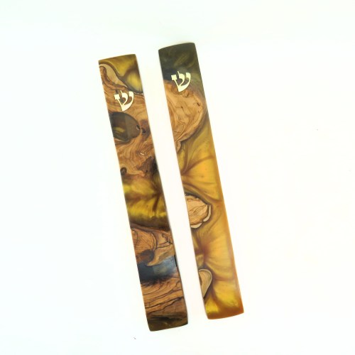 מזוזת עץ ואפוקסי דגם זהב